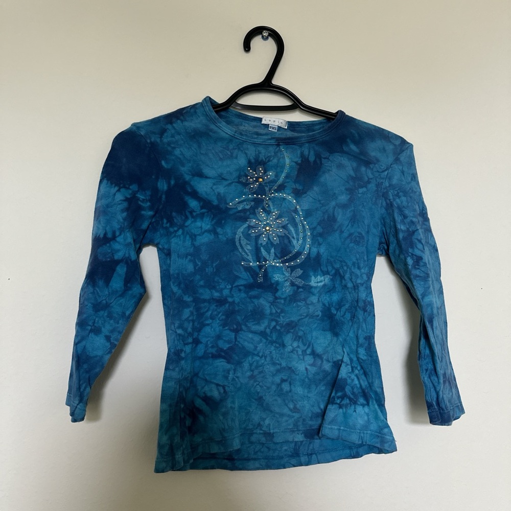 Lapis Blue Long Sleeve Tie-Dye Tee
